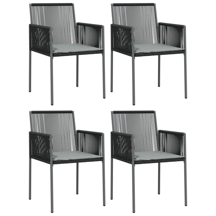 Set Mobilier Grădină Cu Perne, 5 Piese, Negru, Poliratan & Oțel