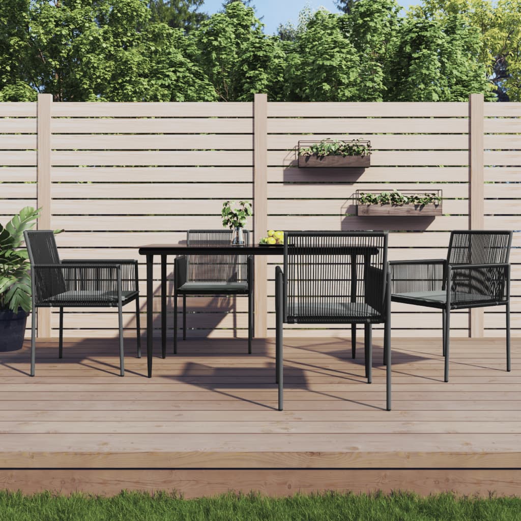 Set Mobilier Grădină Cu Perne, 5 Piese, Negru, Poliratan & Oțel