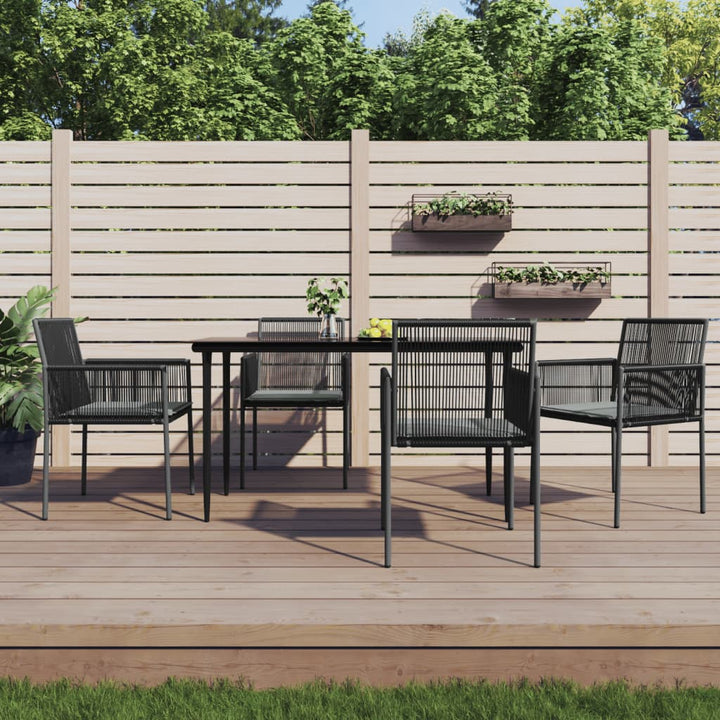 Set Mobilier Grădină Cu Perne, 5 Piese, Negru, Poliratan & Oțel