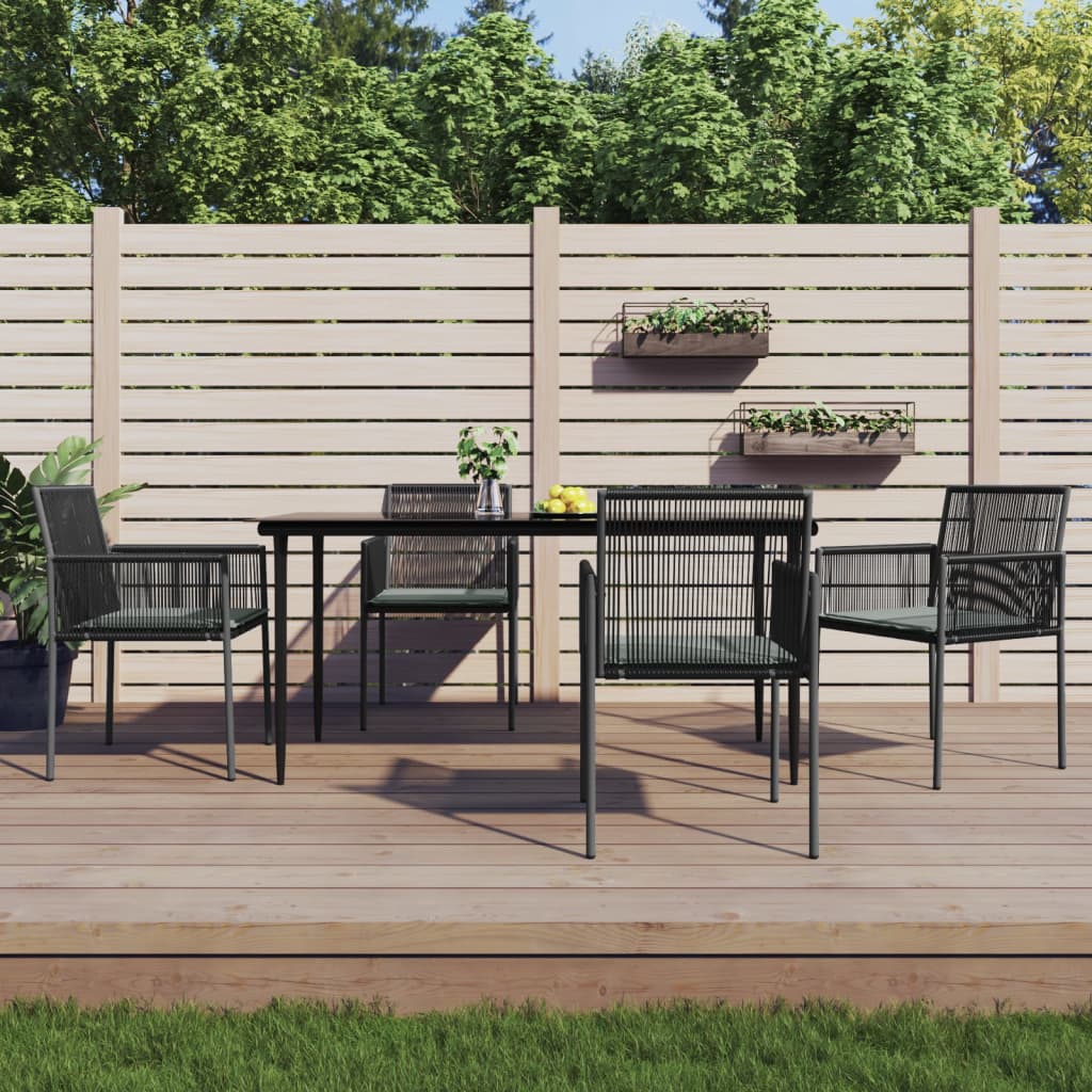 Set Mobilier Grădină Cu Perne, 5 Piese, Negru, Poliratan & Oțel