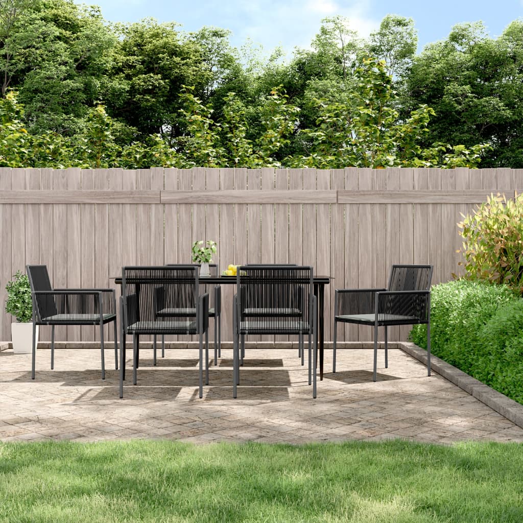 Set Mobilier Grădină Cu Perne, 5 Piese, Negru, Poliratan & Oțel