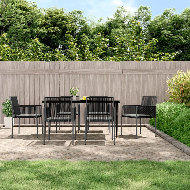 Set Mobilier Grădină Cu Perne, 5 Piese, Negru, Poliratan & Oțel