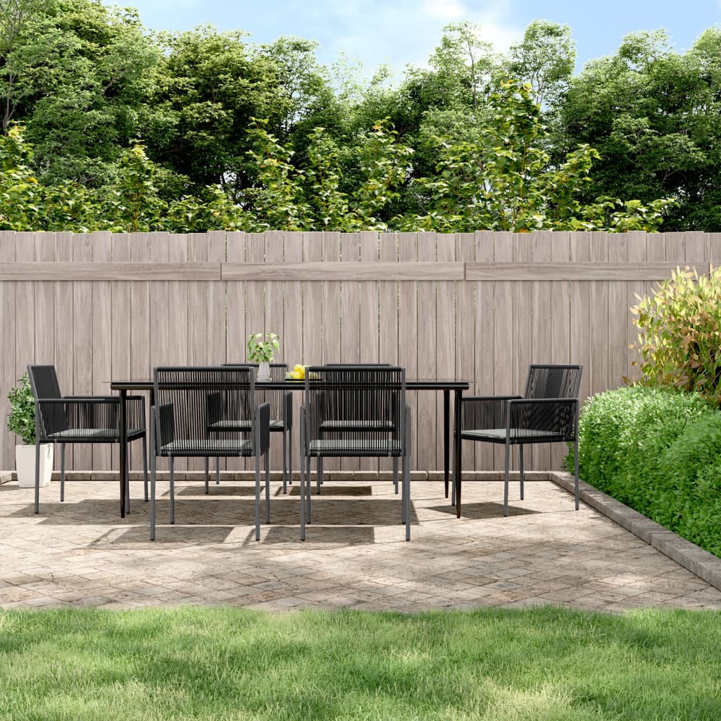 Set Mobilier Grădină Cu Perne, 5 Piese, Negru, Poliratan & Oțel