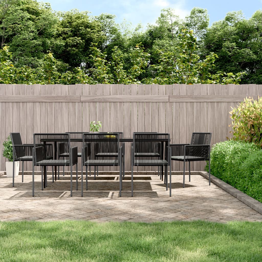 Set Mobilier Grădină Cu Perne, 5 Piese, Negru, Poliratan & Oțel