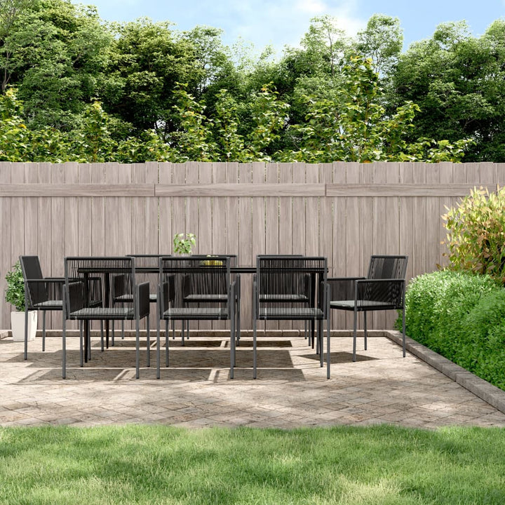 Set Mobilier Grădină Cu Perne, 5 Piese, Negru, Poliratan & Oțel