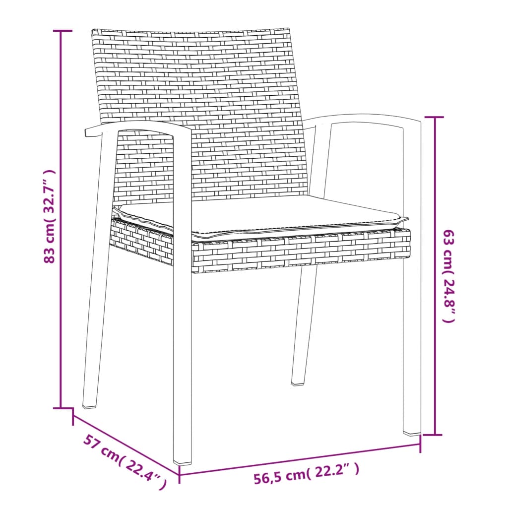 Scaune De Grădină Cu Perne 4 Buc. 56,5X57X83 Cm Poliratan