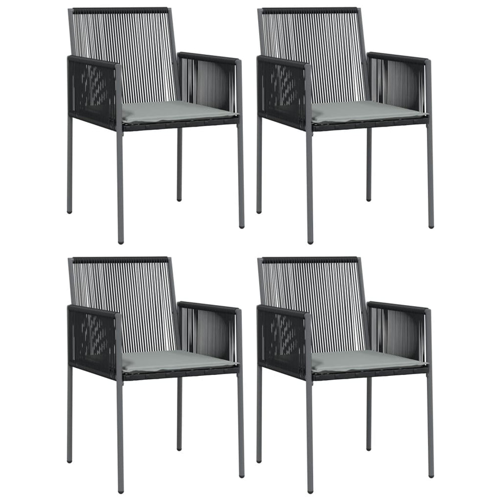 Scaune Grădină Cu Perne 4 Buc. Negru 54X60,5X83,5 Cm Poliratan