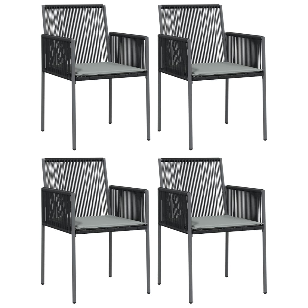 Scaune Grădină Cu Perne 4 Buc. Negru 54X60,5X83,5 Cm Poliratan