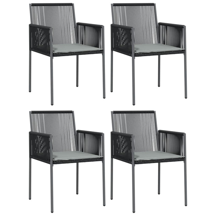 Scaune Grădină Cu Perne 4 Buc. Negru 54X60,5X83,5 Cm Poliratan