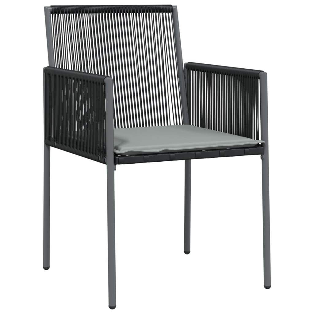 Scaune Grădină Cu Perne 4 Buc. Negru 54X60,5X83,5 Cm Poliratan