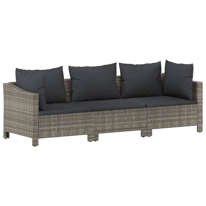 Set Mobilier De Grădină Cu Perne, 3 Piese, Gri, Poliratan