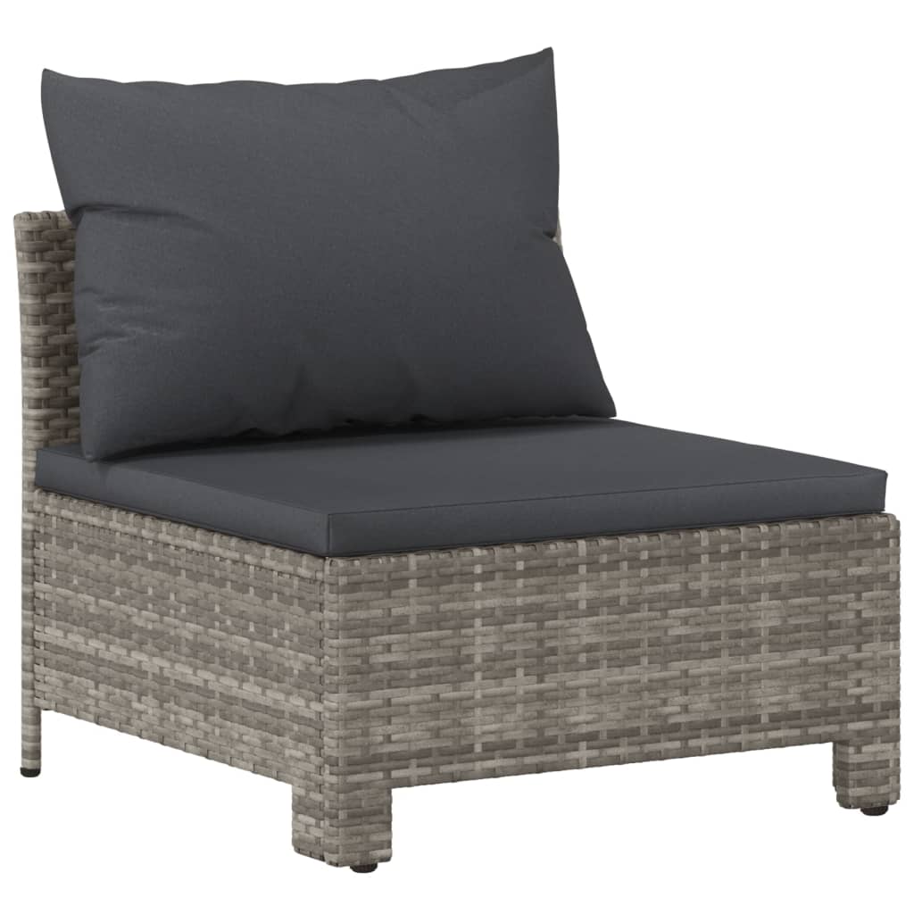 Set Mobilier De Grădină Cu Perne, 3 Piese, Gri, Poliratan