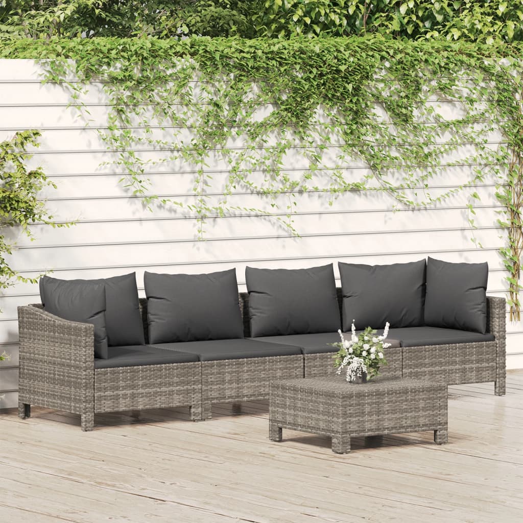 Set Mobilier De Grădină Cu Perne, 3 Piese, Gri, Poliratan