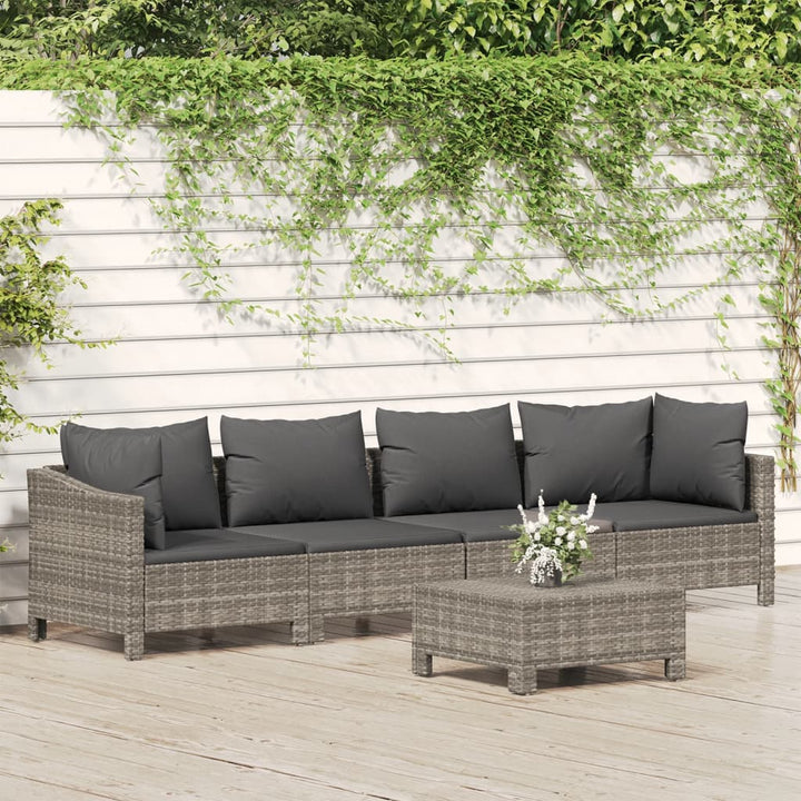Set Mobilier De Grădină Cu Perne, 3 Piese, Gri, Poliratan
