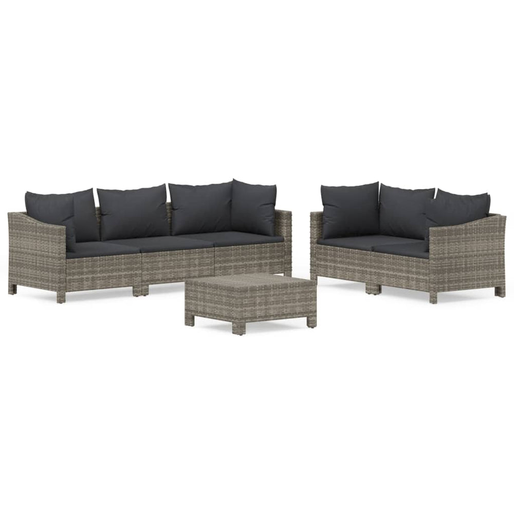 Set Mobilier De Grădină Cu Perne, 6 Piese, Gri, Poliratan
