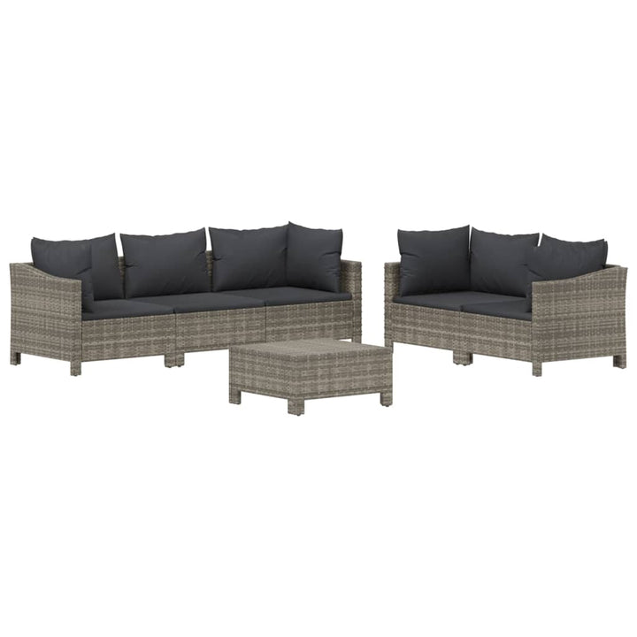 Set Mobilier De Grădină Cu Perne, 6 Piese, Gri, Poliratan