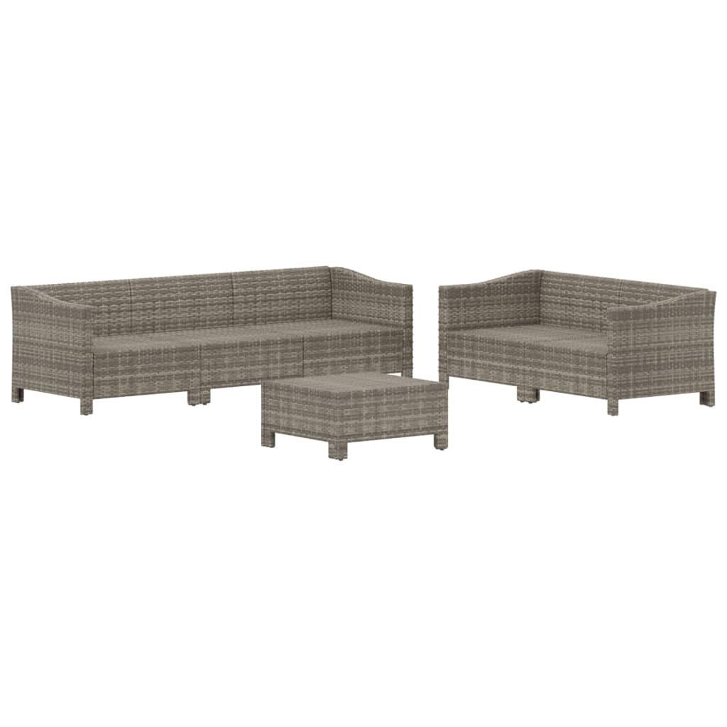 Set Mobilier De Grădină Cu Perne, 6 Piese, Gri, Poliratan