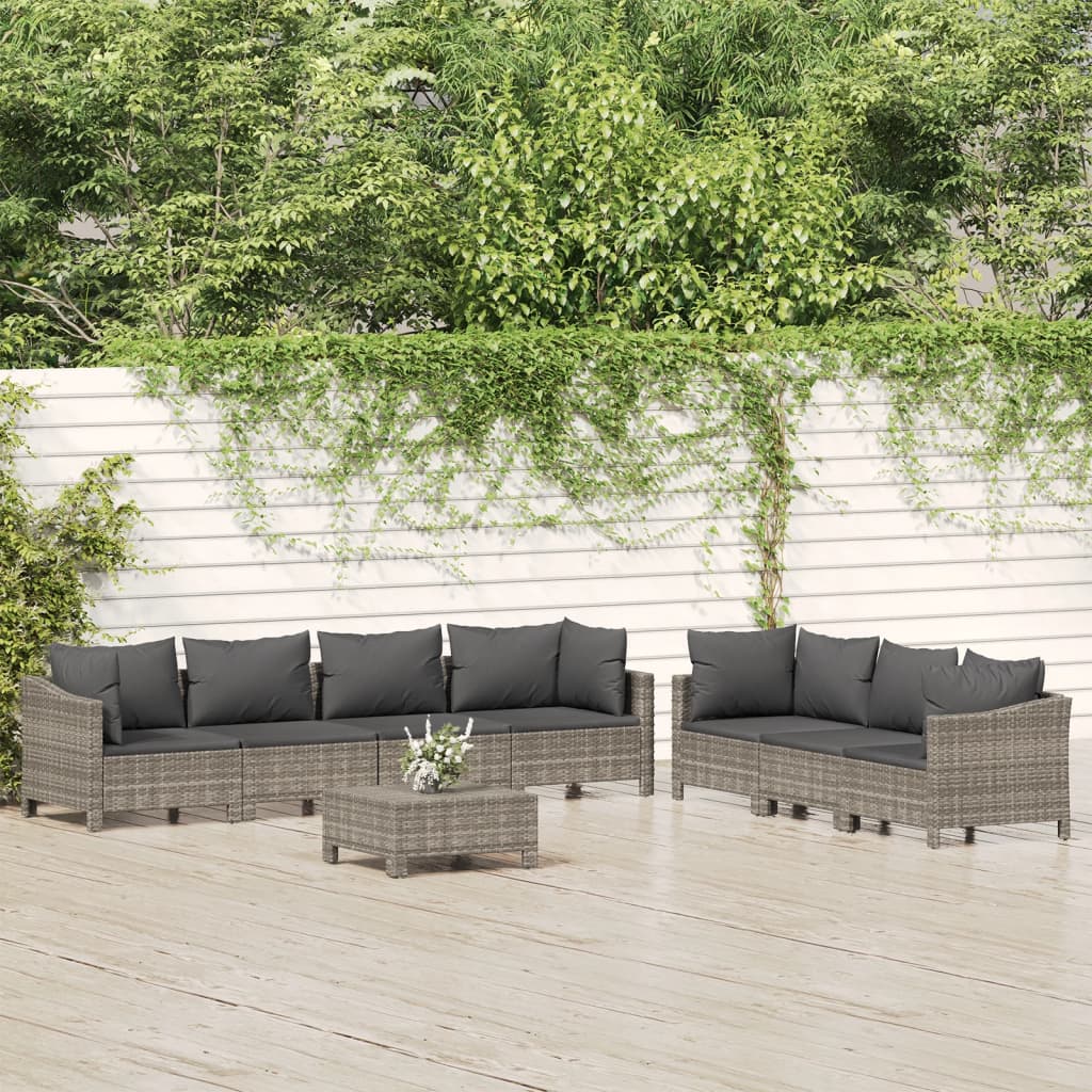 Set Mobilier De Grădină Cu Perne, 6 Piese, Gri, Poliratan