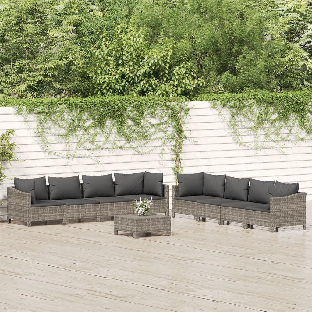 Set Mobilier De Grădină Cu Perne, 6 Piese, Gri, Poliratan