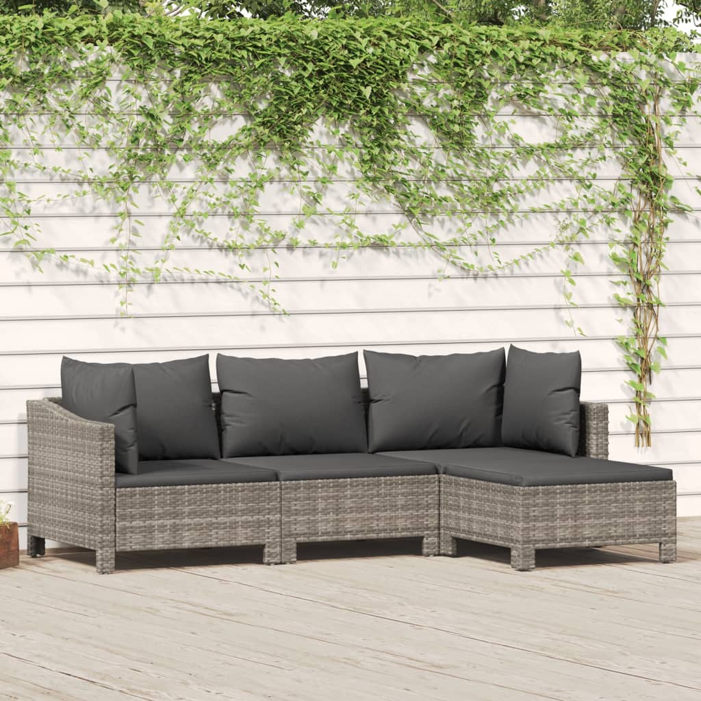 Set Mobilier De Grădină Cu Perne, 6 Piese, Gri, Poliratan