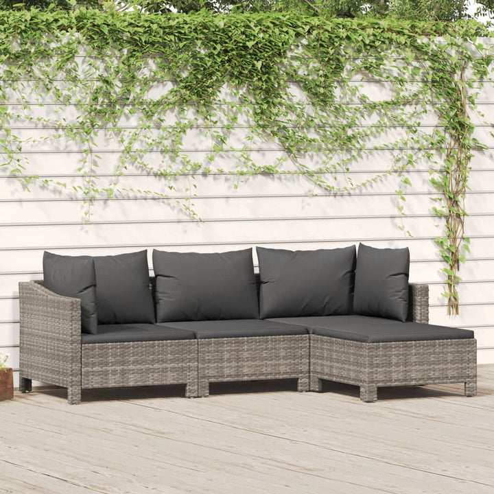 Set Mobilier De Grădină Cu Perne, 6 Piese, Gri, Poliratan