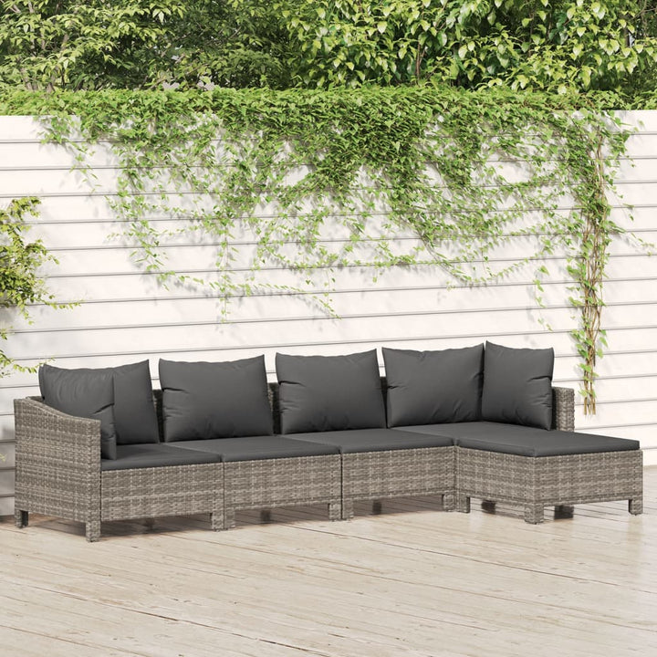 Set Mobilier De Grădină Cu Perne, 6 Piese, Gri, Poliratan