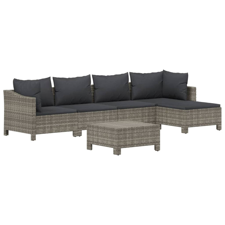 Set Mobilier De Grădină Cu Perne, 6 Piese, Gri, Poliratan