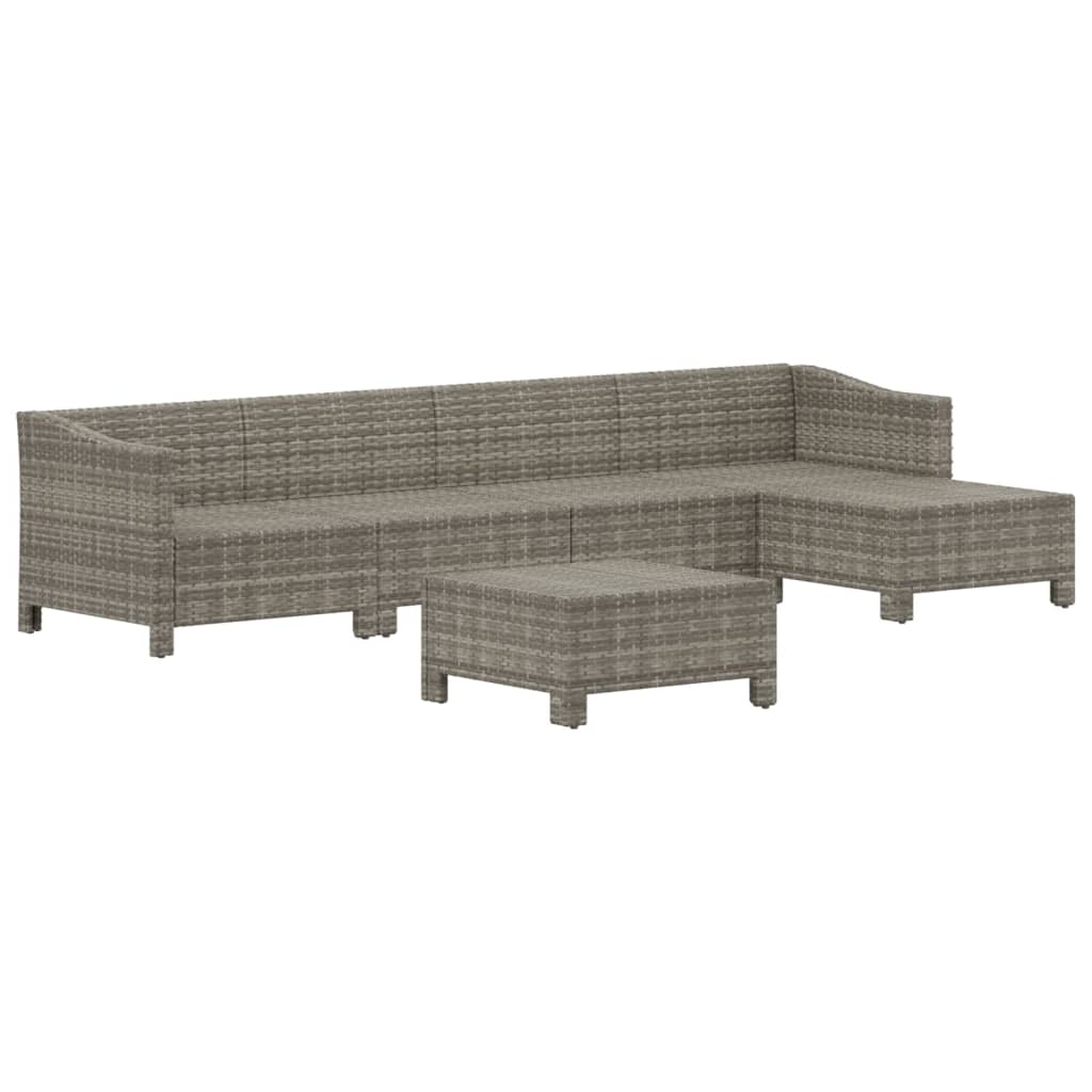 Set Mobilier De Grădină Cu Perne, 6 Piese, Gri, Poliratan
