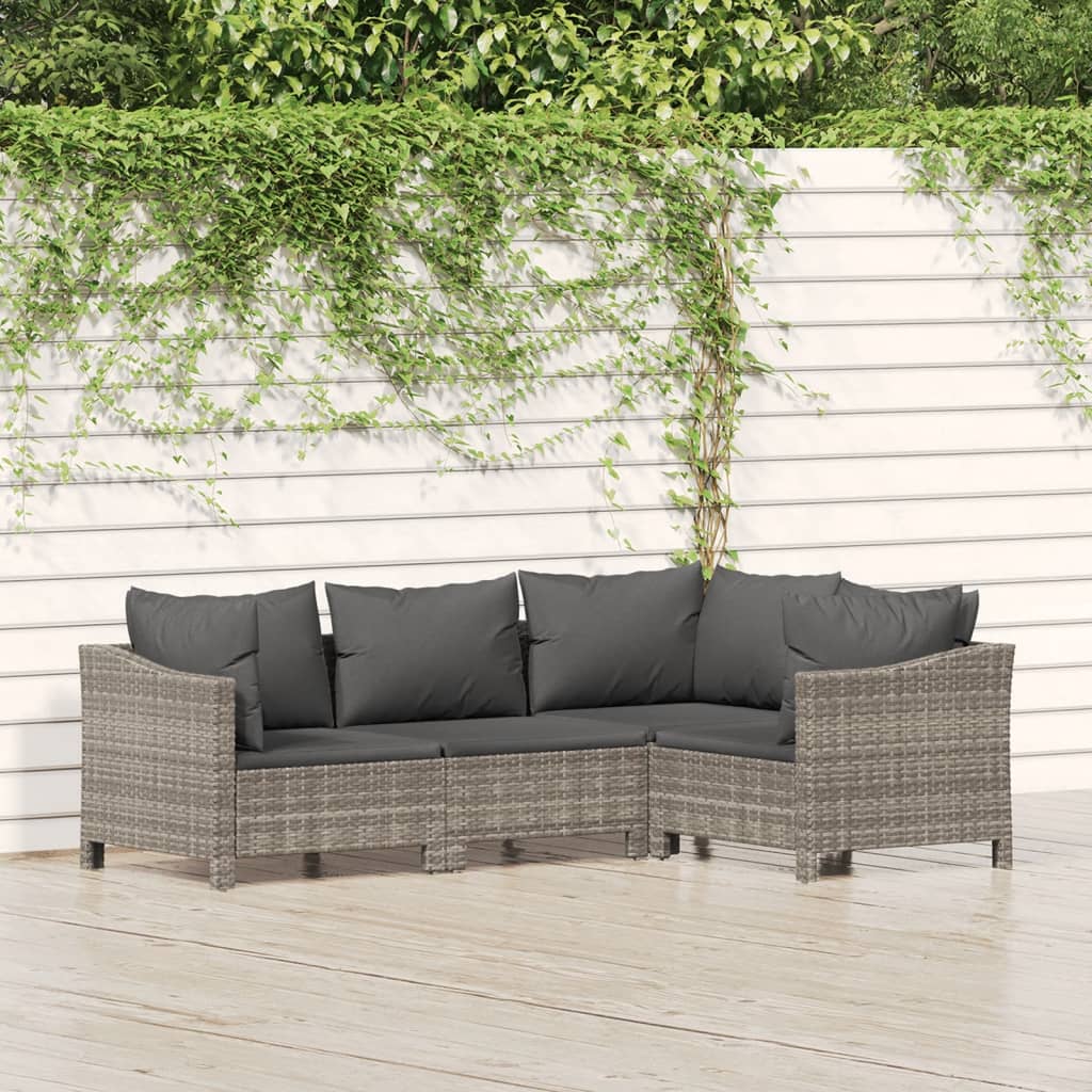 Set Mobilier De Grădină Cu Perne, 7 Piese, Gri, Poliratan