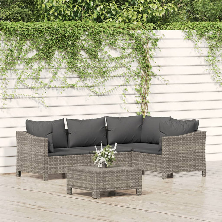 Set Mobilier De Grădină Cu Perne, 7 Piese, Gri, Poliratan