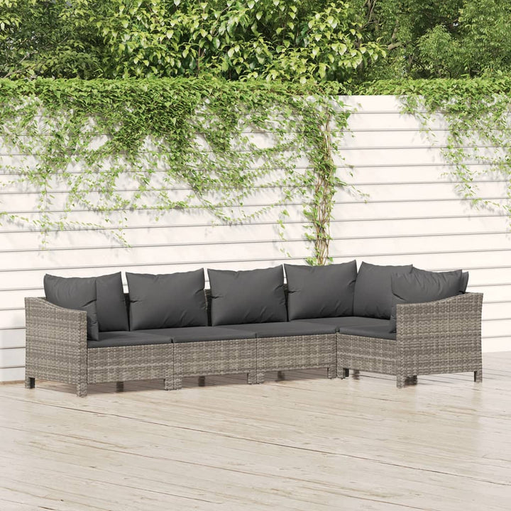 Set Mobilier De Grădină Cu Perne, 7 Piese, Gri, Poliratan