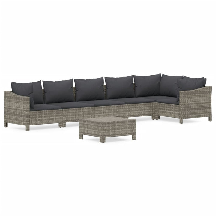 Set Mobilier De Grădină Cu Perne, 7 Piese, Gri, Poliratan