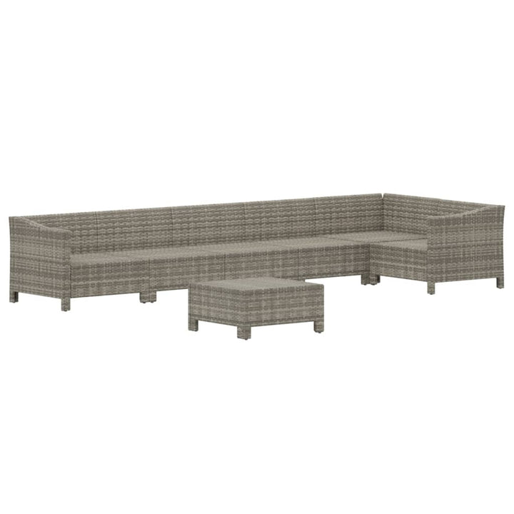Set Mobilier De Grădină Cu Perne, 7 Piese, Gri, Poliratan