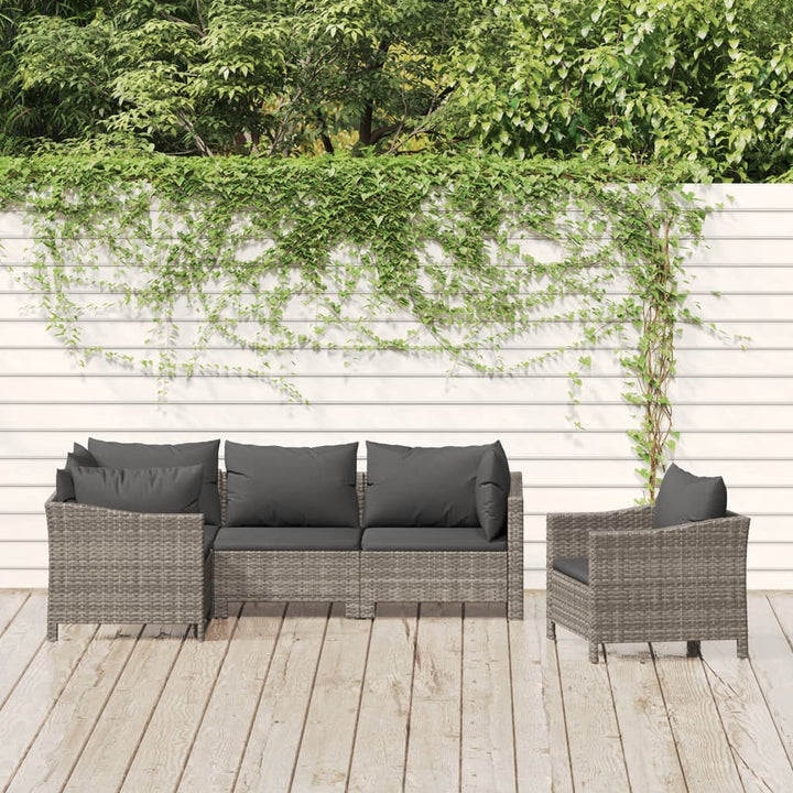 Set Mobilier De Grădină Cu Perne, 8 Piese, Gri, Poliratan