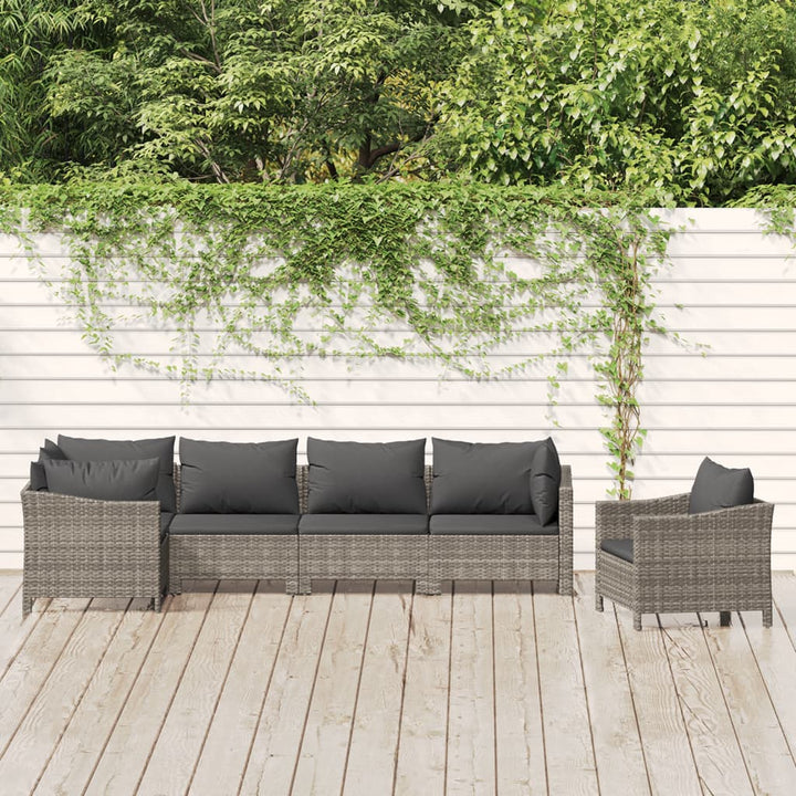 Set Mobilier De Grădină Cu Perne, 8 Piese, Gri, Poliratan