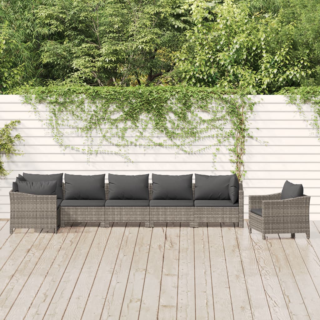 Set Mobilier De Grădină Cu Perne, 8 Piese, Gri, Poliratan