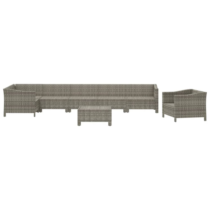 Set Mobilier De Grădină Cu Perne, 8 Piese, Gri, Poliratan