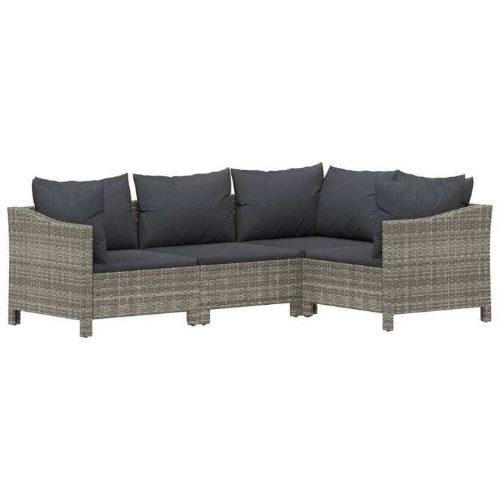 Set Mobilier De Grădină Cu Perne, 8 Piese, Gri, Poliratan