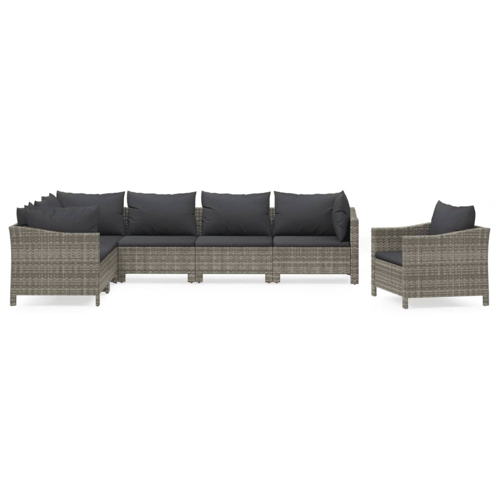 Set Mobilier De Grădină Cu Perne, 7 Piese, Gri, Poliratan
