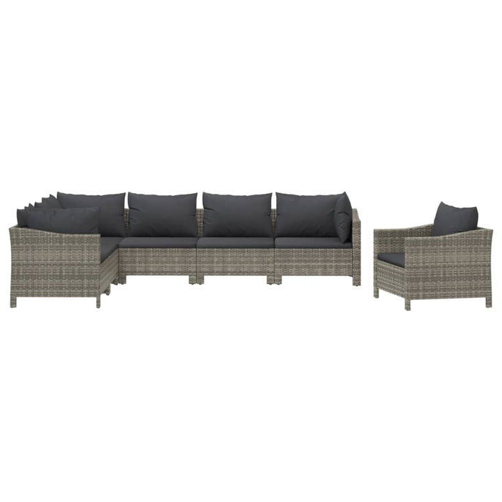 Set Mobilier De Grădină Cu Perne, 7 Piese, Gri, Poliratan