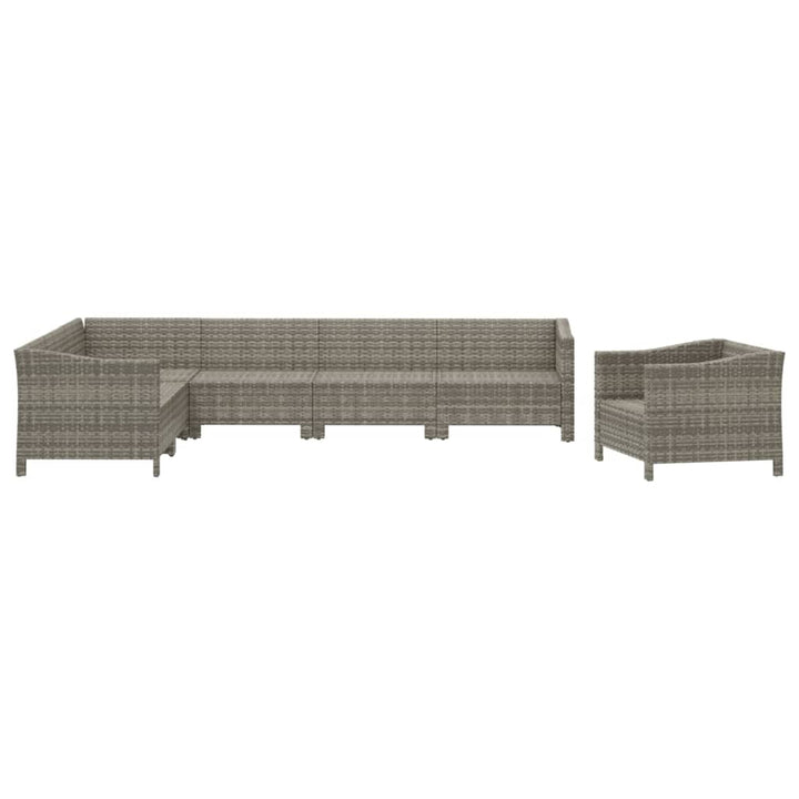 Set Mobilier De Grădină Cu Perne, 7 Piese, Gri, Poliratan