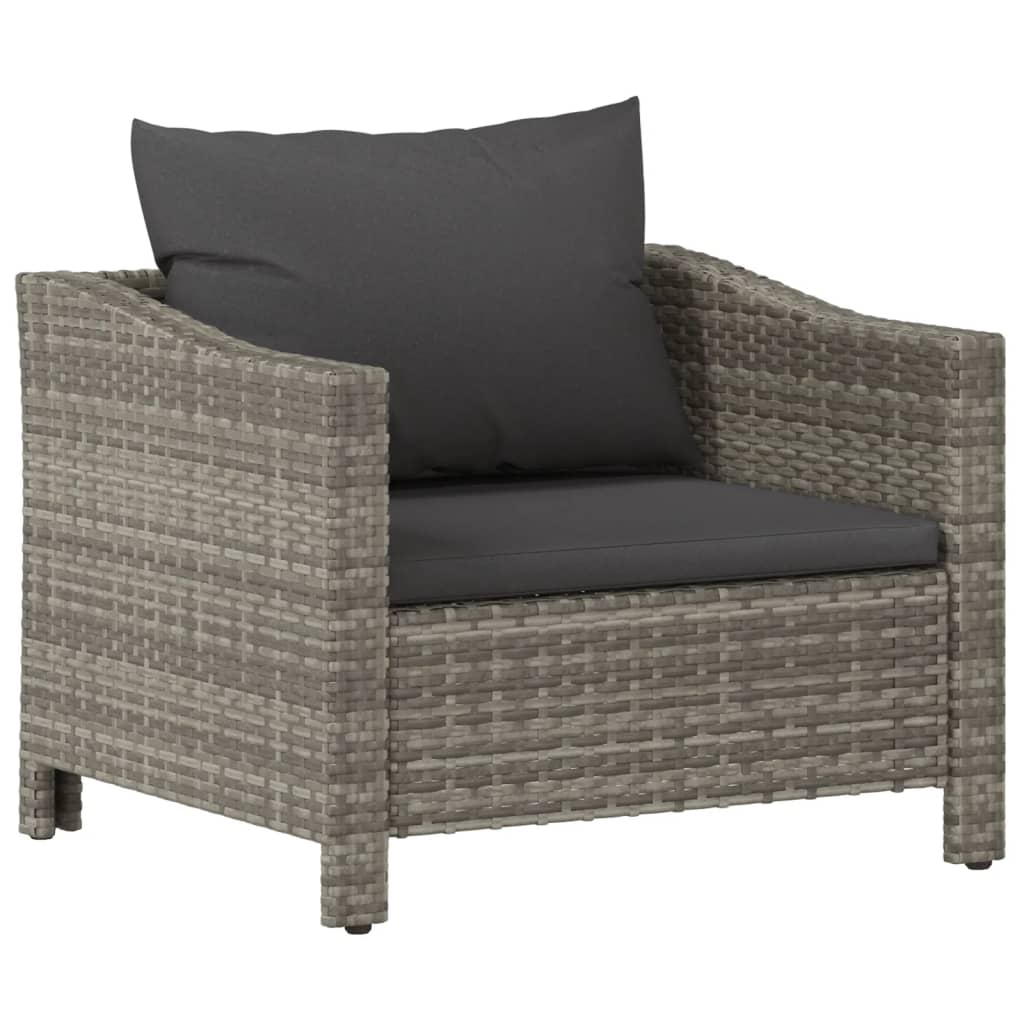 Set Mobilier De Grădină Cu Perne, 7 Piese, Gri, Poliratan