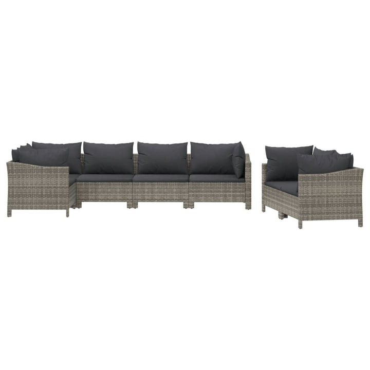 Set Mobilier De Grădină Cu Perne, 7 Piese, Gri, Poliratan