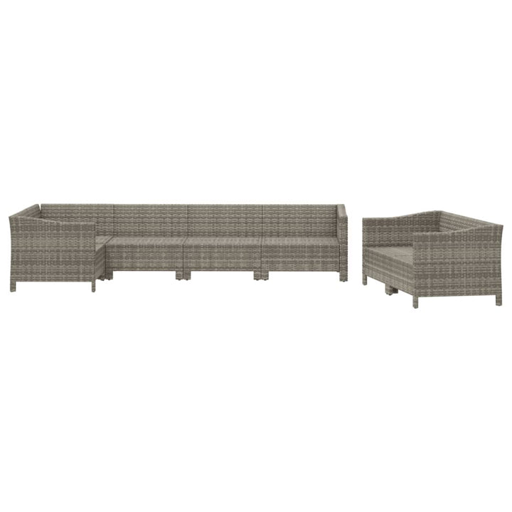 Set Mobilier De Grădină Cu Perne, 7 Piese, Gri, Poliratan