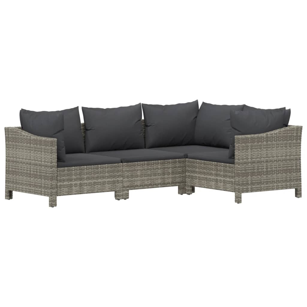 Set Mobilier De Grădină Cu Perne, 7 Piese, Gri, Poliratan