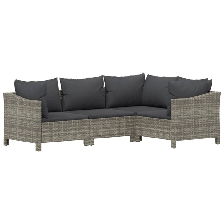 Set Mobilier De Grădină Cu Perne, 7 Piese, Gri, Poliratan