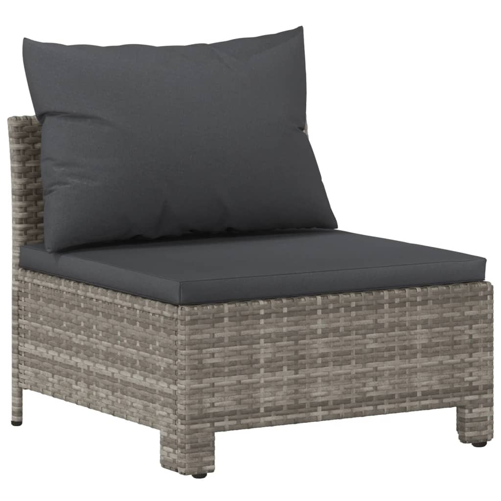 Set Mobilier De Grădină Cu Perne, 7 Piese, Gri, Poliratan