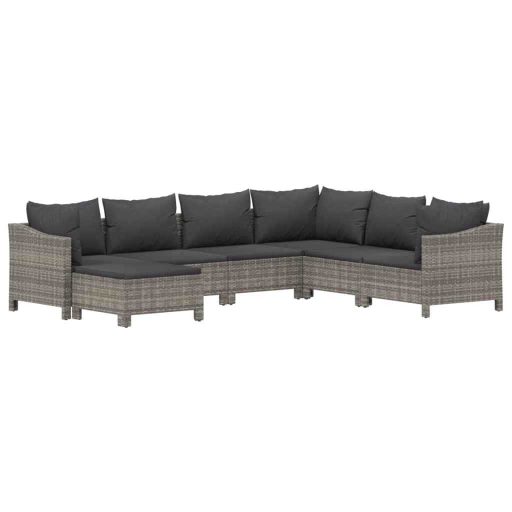 Set Mobilier De Grădină Cu Perne, 7 Piese, Gri, Poliratan
