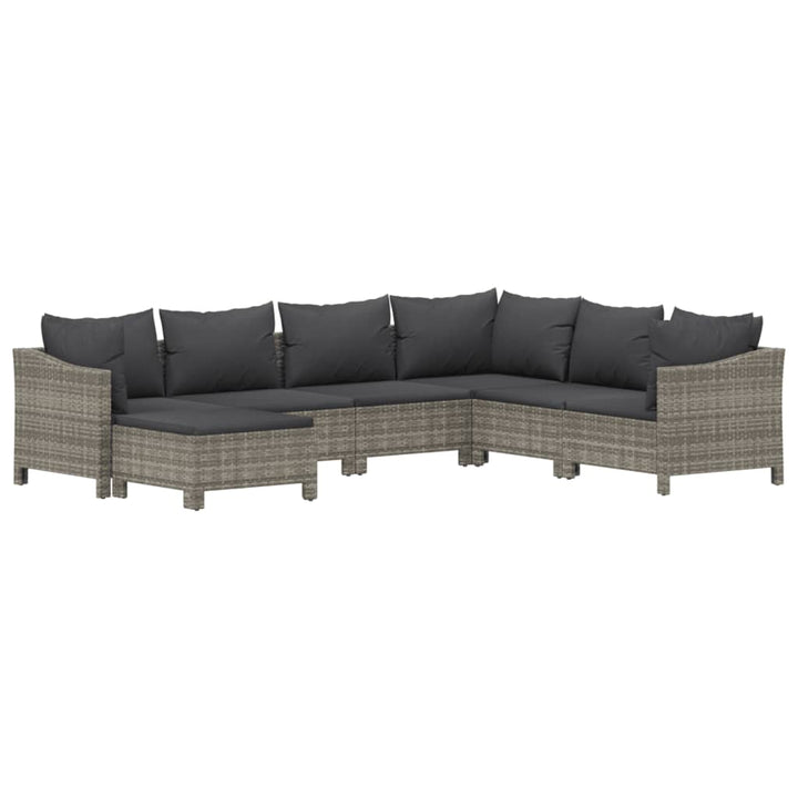 Set Mobilier De Grădină Cu Perne, 7 Piese, Gri, Poliratan