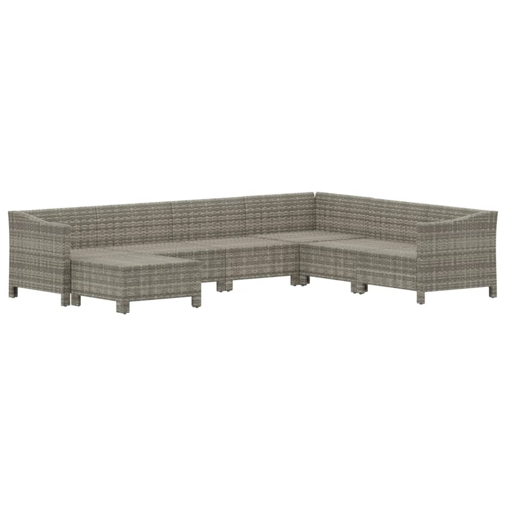 Set Mobilier De Grădină Cu Perne, 7 Piese, Gri, Poliratan